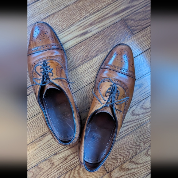 Men's Brooks Brothers Leather Cap Toe Dress Shoe Brown Size 11D - Picture 2 of 9